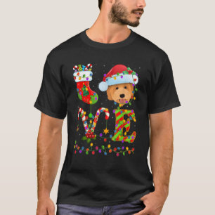 Funny Xmas Lighting Santa Love Goldendoodle Dog Ch T-Shirt
