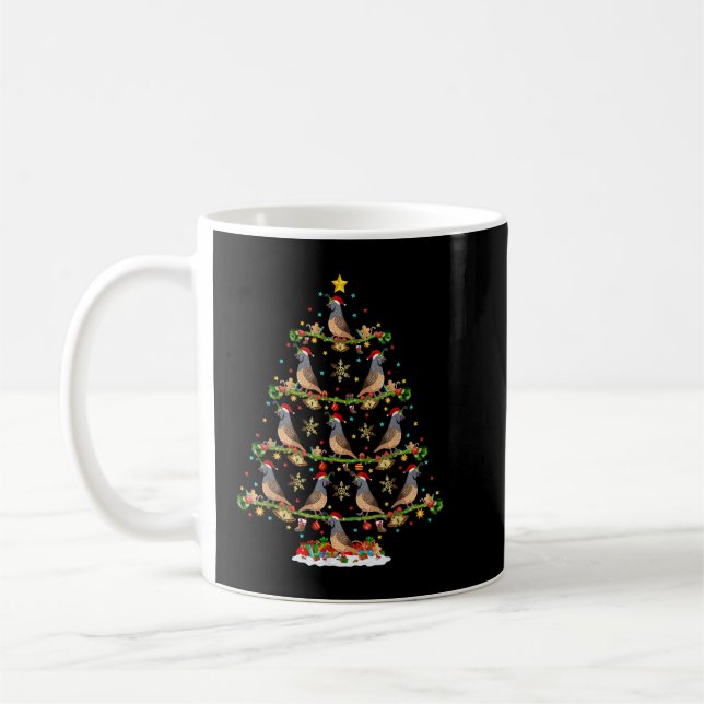 Funny Xmas Lighting Santa Quail Bird Christmas Tre Coffee Mug (Left)