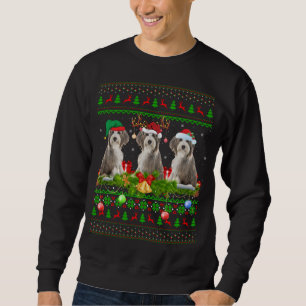 Funny Xmas Lighting Santa Ugly Bearded Collie Dog Sweatshirt