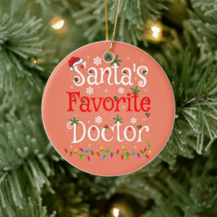 Funny Xmas Lighting Santa's Favourite Doctor Xmas Ceramic Tree Decoration