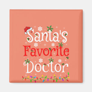 Funny Xmas Lighting Santa's Favourite Doctor Xmas Magnet