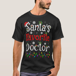 Funny Xmas Lighting Santa's Favourite Doctor Xmas T-Shirt