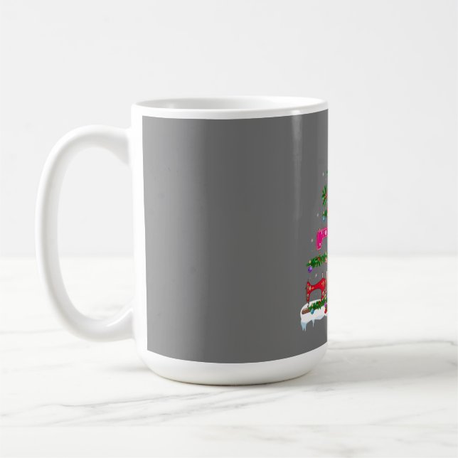 Funny Xmas Lighting Sewing Machine Christmas Tree Coffee Mug (Left)