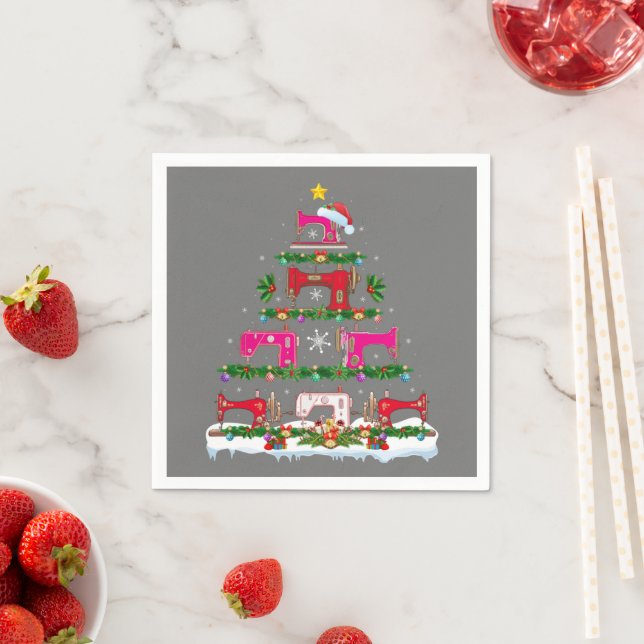 Funny Xmas Lighting Sewing Machine Christmas Tree Napkin (Insitu)