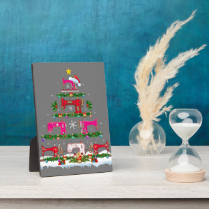 Funny Xmas Lighting Sewing Machine Christmas Tree Plaque
