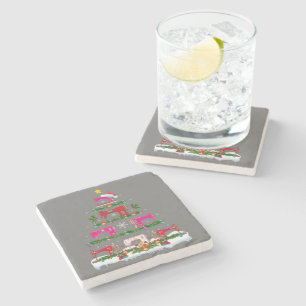 Funny Xmas Lighting Sewing Machine Christmas Tree Stone Coaster