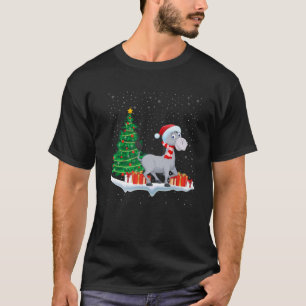 Funny Xmas Lighting Tree Santa Hat Mule Christmas T-Shirt