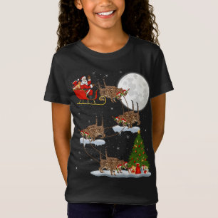 Funny Xmas Lighting Tree Santa Riding Bengal Cat C T-Shirt