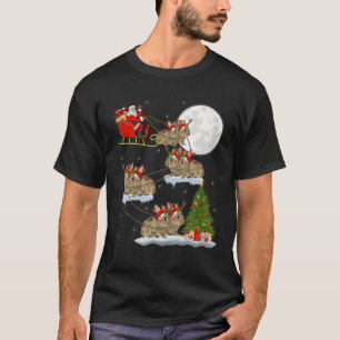 Funny Xmas Lighting Tree Santa Riding Bunny Christ T-Shirt