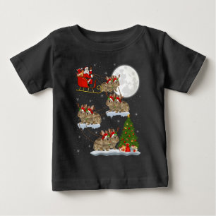 Funny Xmas Lighting Tree Santa Riding Bunny Xmas Baby T-Shirt