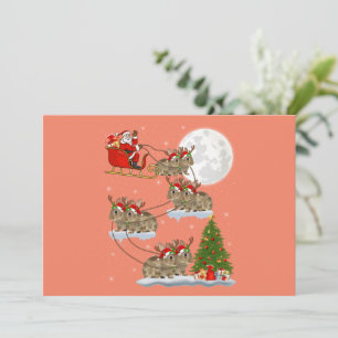 Funny Xmas Lighting Tree Santa Riding Bunny Xmas Invitation