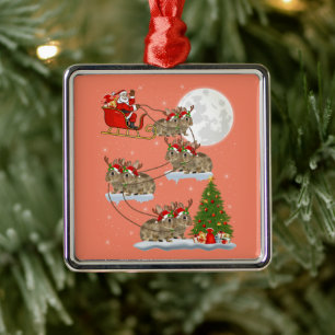 Funny Xmas Lighting Tree Santa Riding Bunny Xmas Metal Tree Decoration