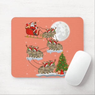 Funny Xmas Lighting Tree Santa Riding Bunny Xmas Mouse Mat