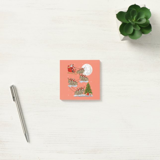 Funny Xmas Lighting Tree Santa Riding Bunny Xmas Post-it Notes (Office)