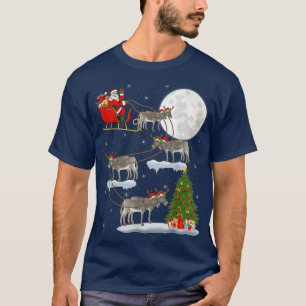 Funny Xmas Lighting Tree Santa Riding Donkey Chris T-Shirt