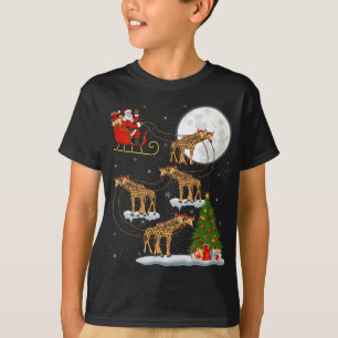 Funny Xmas Lighting Tree Santa Riding Giraffe Chri T-Shirt