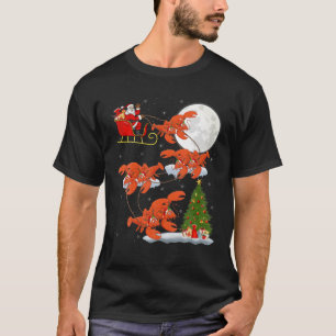 Funny Xmas Lighting Tree Santa Riding Lobster Chri T-Shirt