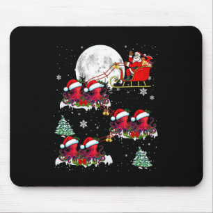 Funny Xmas Lighting Tree Santa Riding Octopus Chri Mouse Mat