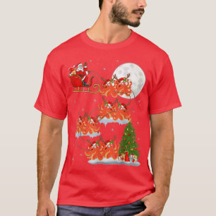 Funny Xmas Lighting Tree Santa Riding Octopus Chri T-Shirt