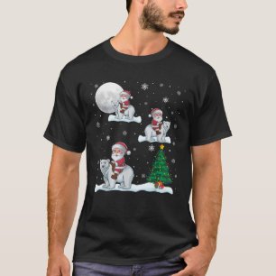 Funny Xmas Lighting Tree Santa Riding Polar Bear C T-Shirt