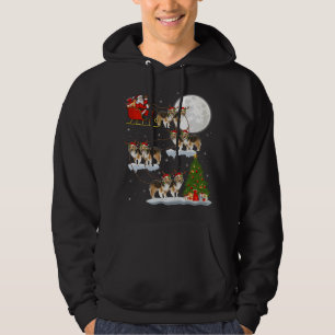 Funny Xmas Lighting Tree Santa Riding Sheltie Chri Hoodie