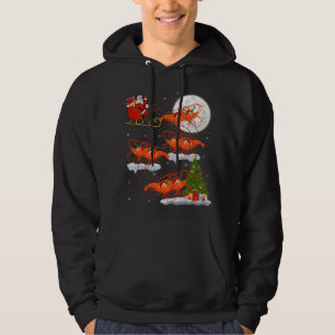 Funny Xmas Lighting Tree Santa Riding Shrimp Chris Hoodie