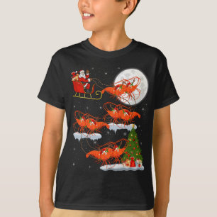 Funny Xmas Lighting Tree Santa Riding Shrimp Chris T-Shirt
