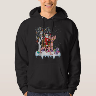 Funny Xmas Lighting Tree Santa Riding Sphynx Cat C Hoodie