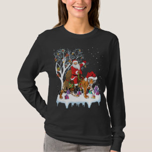 Funny Xmas Lighting Tree Santa Riding Tiger Christ T-Shirt