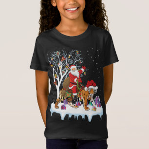 Funny Xmas Lighting Tree Santa Riding Tiger Christ T-Shirt