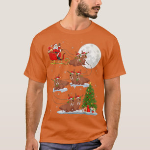 Funny Xmas Lighting Tree Santa Riding Walrus Chris T-Shirt