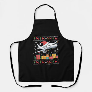 Funny Xmas Lighting Tree Santa Ugly Aeroplane  Apron