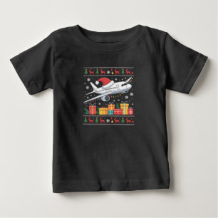 Funny Xmas Lighting Tree Santa Ugly Aeroplane Baby T-Shirt