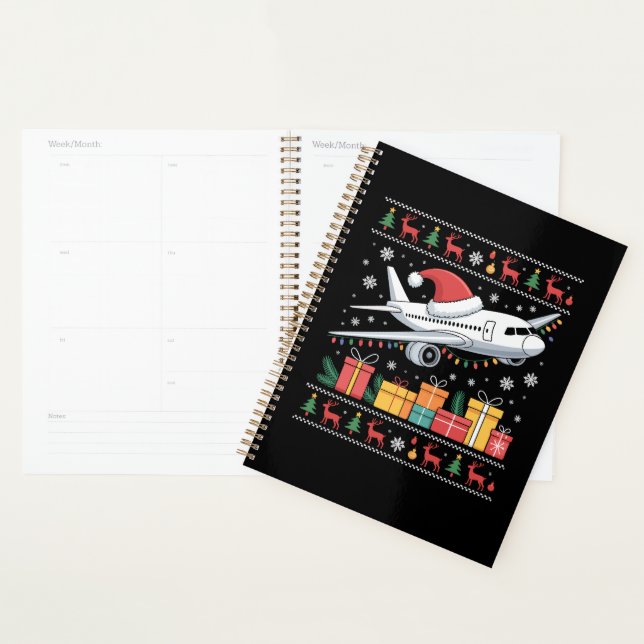 Funny Xmas Lighting Tree Santa Ugly Aeroplane  Planner (Display)
