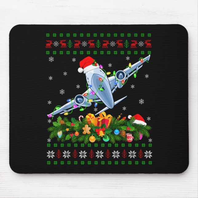 Funny Xmas Lighting Tree Santa Ugly Airplane Chris Mouse Mat (Front)