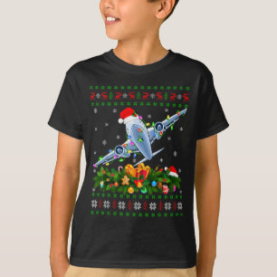Funny Xmas Lighting Tree Santa Ugly Airplane Chris T-Shirt