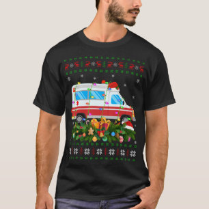 Funny Xmas Lighting Tree Santa Ugly Ambulance Chri T-Shirt