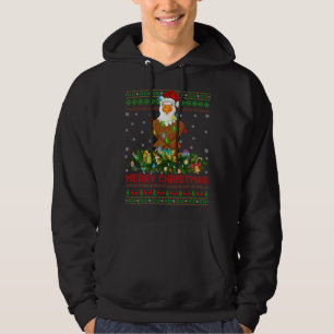 Funny Xmas Lighting Tree Santa Ugly Bald Eagle Chr Hoodie