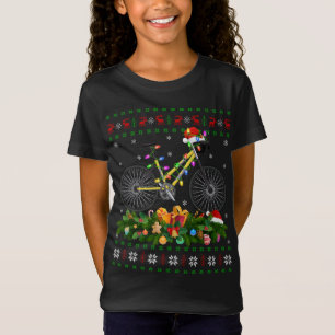 Funny Xmas Lighting Tree Santa Ugly Bicycle Christ T-Shirt