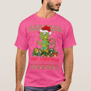 Funny Xmas Lighting Tree Santa Ugly Chameleon Chri T-Shirt