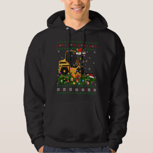 Funny Xmas Lighting Tree Santa Ugly Forklift Chris Hoodie
