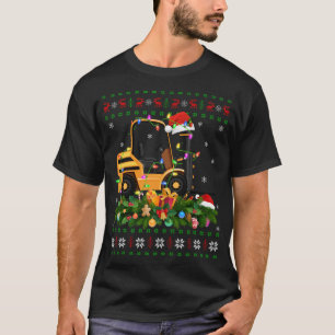 Funny Xmas Lighting Tree Santa Ugly Forklift Chris T-Shirt