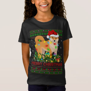 Funny Xmas Lighting Tree Santa Ugly Shiba Inu Dog T-Shirt