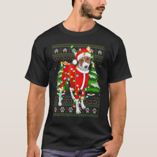 Funny Xmas Lighting Ugly Santa Basenji Christmas T-Shirt