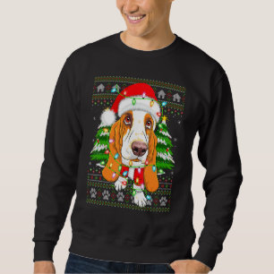 Funny Xmas Lighting Ugly Santa Basset Hound Christ Sweatshirt