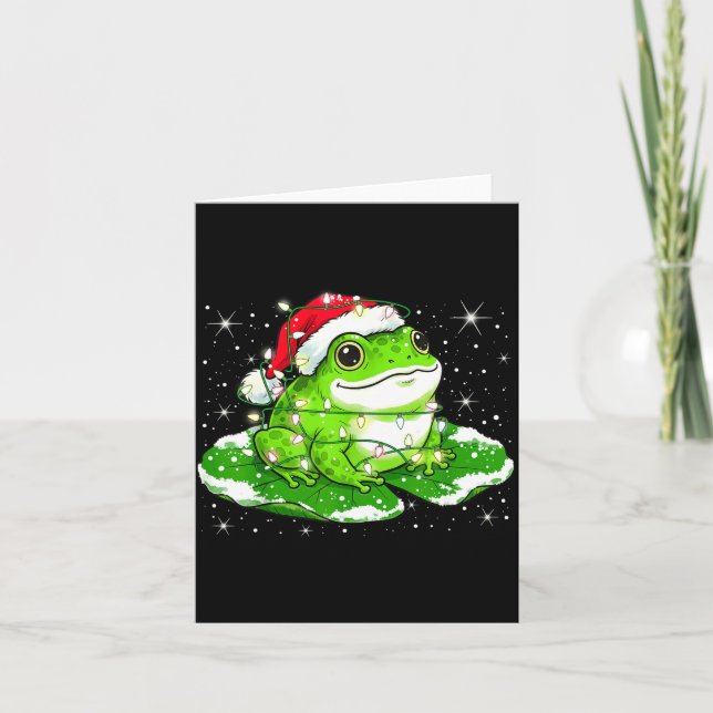 Funny Xmas Lights Frog Cute Toad Frogs Women Men K Card (Front)