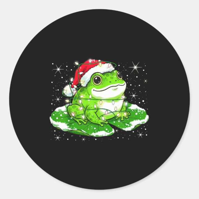 Funny Xmas Lights Frog Cute Toad Frogs Women Men K Classic Round Sticker (Front)