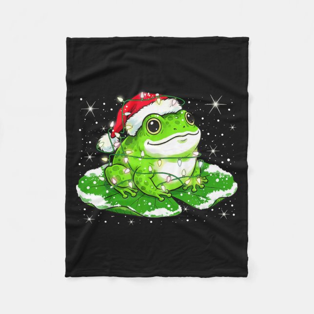 Funny Xmas Lights Frog Cute Toad Frogs Women Men K Fleece Blanket (Front)