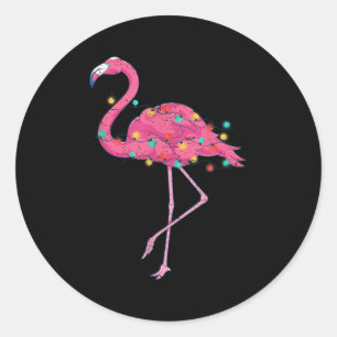 Funny Xmas Lights Nk Flamingo Trocal Christmas In  Classic Round Sticker