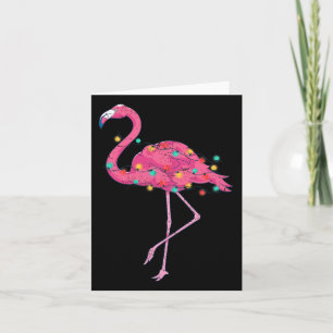 Funny Xmas Lights Pink Flamingo Tropical Christmas Card